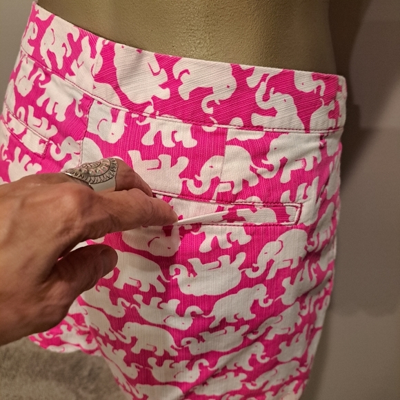 Lilly Pulitzer Buttercup Pink Tusk in Sun Elephant Scalloped Hem Shorts - Picture 4 of 9
